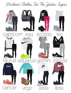 a bunch of different types of clothes for the zodiac sign