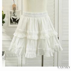 Lasaky - Stylish Layered A-Line Skirt - High-Quality Puffy White Skirt for a Sweet and Petite Look White Layered Skirt, Me Board, White Ruffle Skirt, Cake Dress, Tiered Ruffle Skirt, Dress Stretch, Dress Cake, Bubble Skirt, Half Skirt