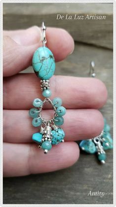 Turquoise Stone Jewelry, Jade Crystal, Earrings Summer, Beach Boho, Southwestern Jewelry, Handcrafted Artisan Jewelry, Handmade Wire Jewelry, Handmade Wire, Boho Beach