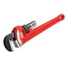 a red and black tool on a white background