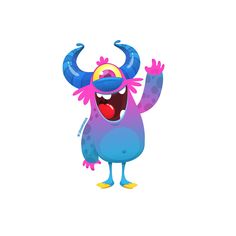 an image of a cartoon monster with his arms out and eyes wide open, standing in front of a white background