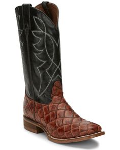 a pair of cowboy boots with alligator skin