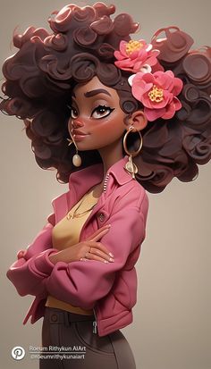 Beautiful Curly Hair Girl Animation Types, Fashion Design Template, Character Model, Character Animation, Most Beautiful Eyes, Beautiful Curly Hair, Cartoon World, Curly Girl Hairstyles, Black Anime Characters