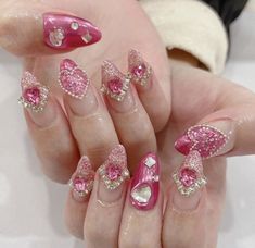 Daisy Acrylic Nails, Chic Nail Art, Hot Pink Nails, Pretty Gel Nails, Really Cute Nails, Jelly Nails, Pink Nail Designs, Kawaii Nails