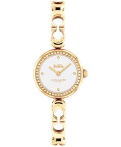 in stock Elegant Round Watch With Solid Link Construction, Coach Timeless Gold Watch, Timeless Watches With Solid Link Construction, Luxury Coach Watches With Polished Finish, Timeless Silver Coach Jewelry, Elegant Gold Coach Watch, Elegant Coach Watch With Polished Finish, Elegant Coach Jewelry With Polished Finish, Dope Jewelry Accessories