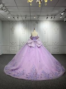 Luxury Formal Gowns, Birthday, Bridal, Quinceañera, Sweet 16 & More Rapunzel Gown Inspired, Quince Dresses With Bow On Back, Quinceanera Dresses Light Purple, Royal Purple Quinceanera Dresses, Dress Ungu, Dark Purple Quinceanera Dresses, Purple Quince Dress, Lilac Quinceanera Dresses, Just Purple