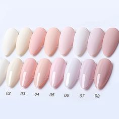 Powder Pink GEL Nail Polish 15ml -8 Different Pinks Nail White Pink, Mute Pink Nails, Lite Pink Nails, Light Baby Pink Nails, Light Coloured Nails, Cute Light Pink Nails, Pale Pink Acrylic Nails, Baby Pink Gel Nails, Plain Pink Nails