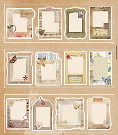 an assortment of old fashioned frames with paper cut outs on them, all in different sizes and shapes