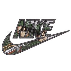 the nike logo is shown with an image of two anime characters on it's side