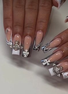 Customize Nails, Graduation Nails, Cute Acrylic Nail Designs, Y2k Nails, Classy Acrylic Nails, Pretty Nail Art Designs, Exotic Nails