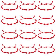 PRICES MAY VARY. 【12PCS Red String Bracelets】You will receive 12 pieces of Kabbalah red rope bracelets. The traditional auspicious red rope bracelets have profound meanings and are famous for their symbolic meaning of good luck and happiness. This bracelet is made up of 7 knots, expressing people's desire to drive away bad luck, bring good luck and wealth to themselves, and bless the wearer with peace and prosperity. 【Adjustable Red String】Each red rope bracelet adopts an adjustable size design, Protection Blessing, Chain Braid, Bracelets Adjustable, Good Meaning, Rope Bracelets, String Bracelets, Red String Bracelet, Red Rope, Lucky Bracelet