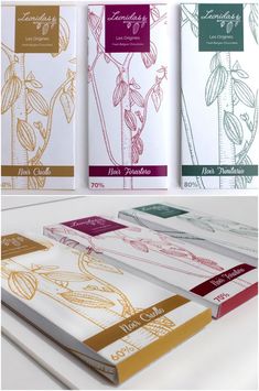 four different types of chocolate packaging designs