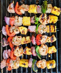 shrimp and pineapple kabobs on the grill