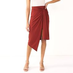 Nine West Faux-Wrap Midi Skirt In Terracotta From A Huge Collection Of Unworn And Lightly Worn Wardrobe Obtained From A Major Studio Costume Department. Clothing From Shows Including Disney + Shows Big Shot With John Stamos, The Mighty Ducks: Game Changers With Emilio Estevez, Lauren Graham And Josh Duhamel, Fx Series Dave, Apple Tv Series Truth Be Told, Amazon Series Daisy Jones And The Six, With Love, Hit Hulu Series Saint X, Tiny Beautiful Things, Good Trouble, How I Met Your Father, Hulu Fil Mighty Ducks Game Changers, Tiny Beautiful Things, Film Quiz, Black Pleated Midi Skirt, Asymmetrical Midi Skirt, Sequin Midi Skirt, Belted Mini Skirt, Ruffle Bell Sleeve, Disney Shows