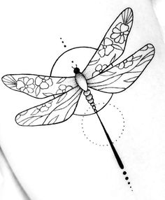 a black and white photo of a dragonfly on the back of a woman's stomach