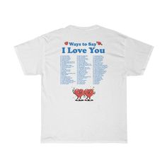 Ways to Say I Love You Back Print Oversized Valentines Day Tees – Free From Label Goth Outfit, Letter Print Tee, Graphic Tee Style, T Shirts Women, Cartoon Outfits, T Shirt Oversized, Crop Top Blouse, Retro Aesthetic, Say I Love You