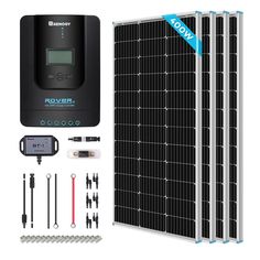 solar panel kit with battery, tools and accessories for the installation of an invertor