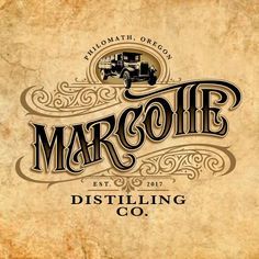 margoine distilling co logo on an old parchment paper textured background