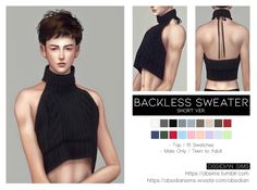 the backless sweater is black and has a halter style top with high neck