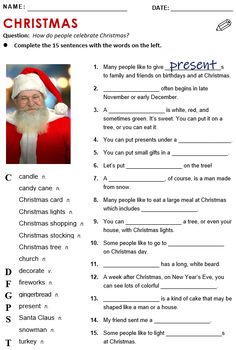 christmas worksheet for kids with santa clause on the front and back pages in english