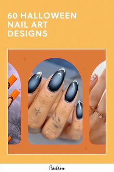 Here are 60 Halloween nail art designs to consider trying this season. From silver spider webs to a micro French manicure, these ideas go well beyond your basic black mani. Scary Halloween Nails Design, Heart Web, Halloween Nails Diy, Nails Heart, Cute Halloween Nails, Cow Nails