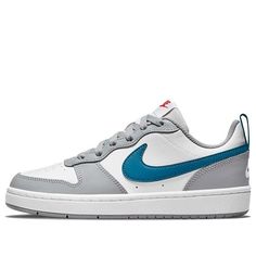 (GS) Nike Court Borough Low 2 'White Light Smoke Grey Marina' BQ5448-117 (SNKR/Skate/Casual/Low Top) Nike Borough, Nike Court Borough Low 2, White Sneakers Shoes, Nike Court Borough Low, Nike Court Borough, Sneakers Blue, Nike Air Force Sneaker, White Light, Low Top