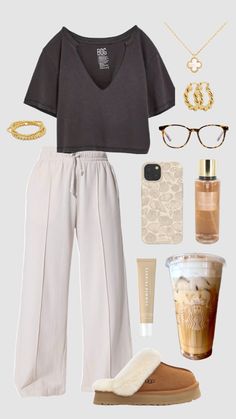 #outfitinspo #outfit #outfitcheck #outfitideas #fitinspo #fit #comfy #comfyfit #schoolfit #schooloutfit #urbanoutfitters #cozy #cute #cutefits #cutefitinspo #trendyoutfits #trendy Sephora, Coffee, Pants, White, Black, Trousers