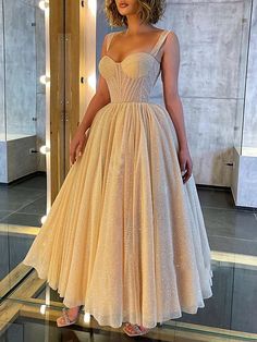 Ball Gown Prom Dresses Corsets Dress Wedding Party Ankle Length Sleeveless Spaghetti Strap Tulle with Glitter Sequin 2023 2023 - US $142.99 Tea Length Prom Dress, Corset Dress Prom, Wedding Flower Girl Dresses, Sweetheart Prom Dress, Wedding Dresses Corset, Prom Dresses Modest, Sequin Prom Dresses, فستان سهرة, Prom Dresses Online