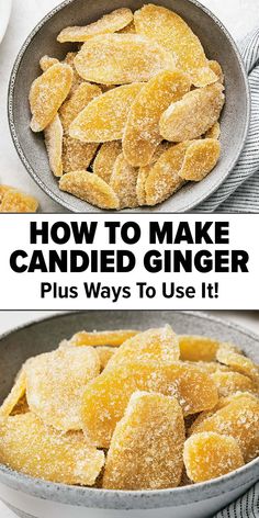 How to make candied ginger Best Way To Eat Ginger, Ways To Use Ginger, Garlic Ginger Recipes, Dried Ginger Recipe, How To Make Candied Ginger, How To Make Ginger Paste, Diy Ginger Chews, How To Make Crystallized Ginger, How To Use Fresh Ginger