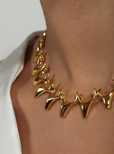 Bull Jewelry, Gold Link Necklace, Art Jewelry Design, Contemporary Necklace, Halle Bailey, Usa Jewelry, Luxe Jewelry, Gold Statement Necklace, Statement Jewellery