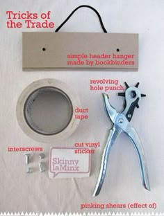 a pair of scissors, tape, and other items needed to make a diy project