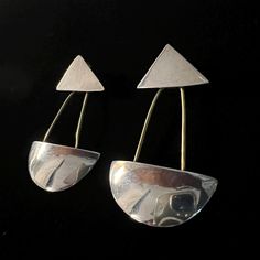 Stunning and large modernist earrings marked 925 Mexico and with the makers number. The half moons 'swing' from the triangle. They are for pierced ears. Photos do not do them justice! Will be shipped in a box suitable for gift giving. Modernist Earrings, Half Moons, The Triangle, Large Earrings, Pierced Ears, Half Moon, In A Box, Ear Piercings, Sterling Silver Earrings