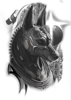 Anubis Chest Tattoo, Egyptian Tattoo Anubis, Egyptian Mandala, Anubis Tattoo Design Ideas, Anubis Tattoo Design, Tattoo Design Mandala, Tattoo Anubis