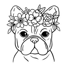 a dog with flowers in its hair coloring pages for kids and adults to print out