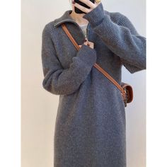 F00205477-100 Knitted Dress Winter, Dress Winter, Pullover Cardigan, Long Sleeve Knit Dress, Dress Bra, Maxi Dress Formal, Poncho Sweater, Knitted Dress, Loungewear Sets