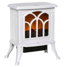 an electric stove with the door open and flames burning in it's side window