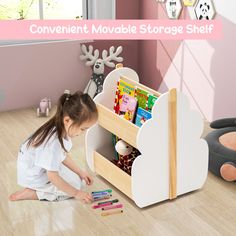 Specifications: Color: White Material: MDF Overall Dimension: 20.5 x 18 x 25 Net Weight: 19.5 lbs Weight Capacity of Each Upper Shelf: 11 lbs Weight Capacity of Lower Shelf: 44 lbsKey Features: High Quality Material and Sturdy Structure: This children's bookcase is made of high quality MDF and pine wood, which is durable and has excellent strength. Each shelf on the upper level can carry 5kg / 11lbs, while the lower space can withstand 20kg / 44lbs. Moreover, the painted surface is waterproof, m Organisation, Toddler Bookcase, Toy Storage Shelves, Room Kindergarten, Childrens Bookcase, Movable Storage, Wooden Bookshelf, Easy Books, Toy Storage Organization