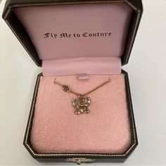 Juicy Couture Original, Vintage New In Box With Tag Butterfly Necklace Yjru4013 Length: 19 In Couture, Xo Necklace, Charm Holder Necklace, Pink Heart Necklace, Juicy Couture Necklace, Couture Necklace, Necklace Butterfly, Flower Charm Necklace, Chunky Chain Necklaces