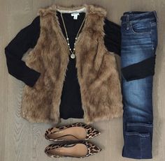 dailydose27 - Instagram Vest Outfit, Leopard Print Shoes, Mode Casual, Print Shoes, Winter Fashion Outfits