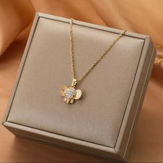 Beautiful Classic Piece! Material: 14k Gold Plating Over Titanium Steel Size: 18in With Extender Available In Gold Hypoallergenic, Nickel Free Tarnish Free & Fade Free Dm With Any Questions Korean Necklace, Necklace Korean, Floral Pendant Necklace, Elephant Pendant Necklace, Sunflower Jewelry, Angel Pendant, Pendant Necklace Gold, Elephant Necklace, Gold Chain Jewelry