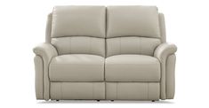 the reclining loveseat with two seats and headrests in beige leather