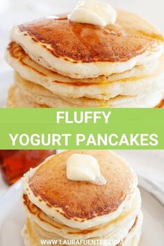 fluffy yogurt pancakes with butter on top