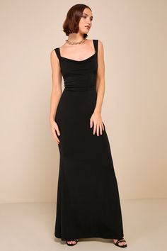 Elegant Floor Length Black Dress, Square Neck Floor Length Dress, Timeless Formal Dress, Prom Classy Dress, Bridesmaid Black Dresses, All Black Bridesmaid Dresses, Black Formal Dress Long Classy, Black Bridesmaid Dresses Fall, Black Formal Dresses Long