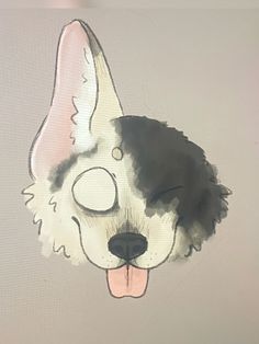 a drawing of a dog with its eyes closed