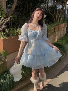 Country Of Clouds Short Puff Sleeves Summer Dress Cloud Outfit, Cloud Dress, Puffball Dresses, 80s Inspired Outfits, Ruffles Skirt, Poofy Dress, White Babydoll Dress, Bust Dress, Garden Birthday