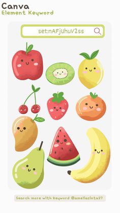 a bunch of fruit stickers on a white background