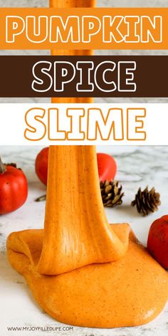 pumpkin spice slime recipe with text overlay