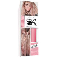 L'Oreal Paris Colorista semi permanent color allows you to experiment with vibrant hair colours lasting anywhere from 5 to 15 Shampoos, resulting in a different colour tone following each wash. Colorista's colour will blend with your natural hair pigments, giving you a unique signature look. The no-mixing solution with conditioning elements guarantees an easy, comfortable and moisturizing application. The formula is entirely vegan, and excludes all hair and skin harming chemicals such as Sulfates, Ammonia, and Peroxides. Semi-permanent hair color. Blond Rose, Dyed Hair Pastel, Semi Permanent Hair Color, Temporary Hair Color, Light Hair Color, Highlights Brown Hair, Hair Color Pink, Pastel Hair, Permed Hairstyles