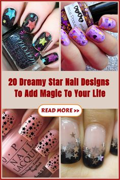 Girls who love the sparkle of stars in the sky will definitely not be able to ignore this star-shaped nail design. The… Stars And Glitter Nails, Star Nails Ideas, Nail Art With Stars, Nails Stars Design, Daisy Acrylic Nails, Sand Nails, Star Nail Designs, Star Nail, Star Nail Art