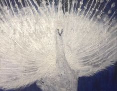 a painting of a white bird with its wings spread out in front of the camera